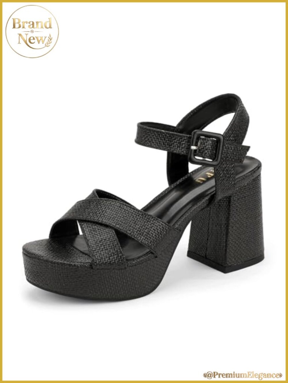 Raffia Platform Chunky Block Heel Sandals
